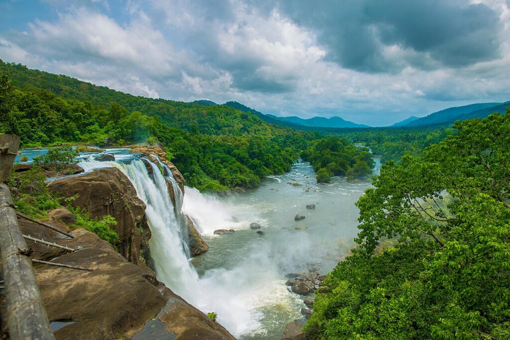 Majestic Athirappilly Waterfalls in Kerala during monsoon season