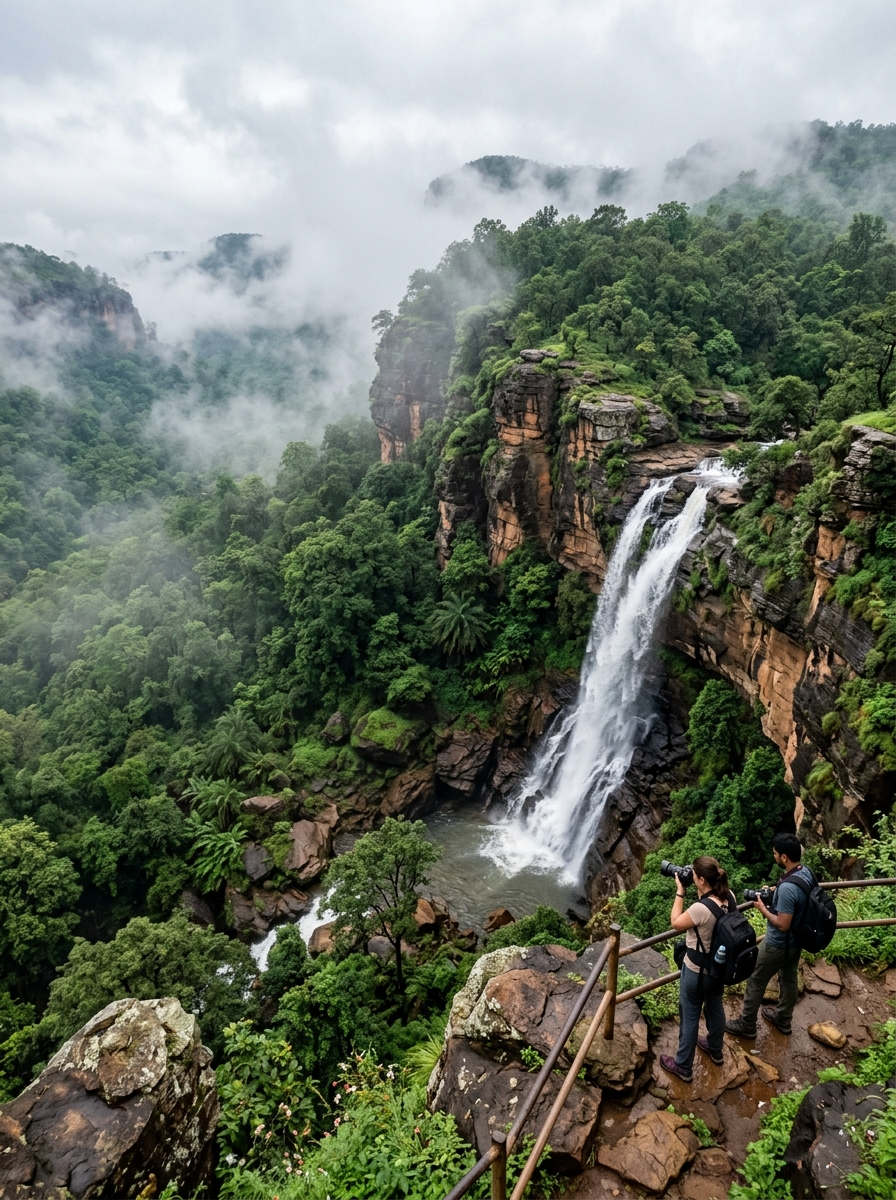 Bee Falls waterfall cascade in Pachmarhi Madhya Pradesh