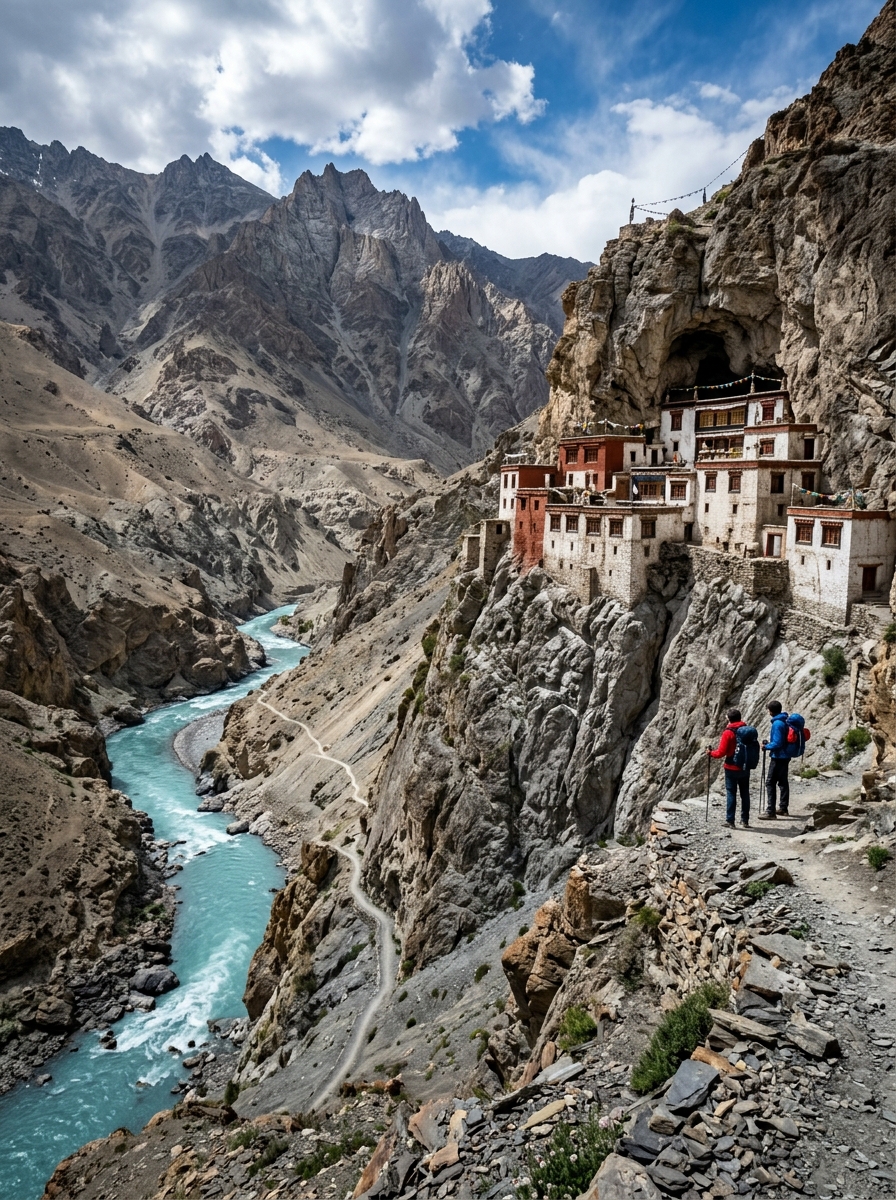 Thrilling adventure holiday trekking route mountain view