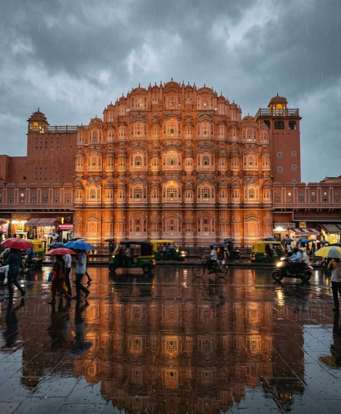 Historic Hawa Mahal palace architecture in Jaipur Rajasthan