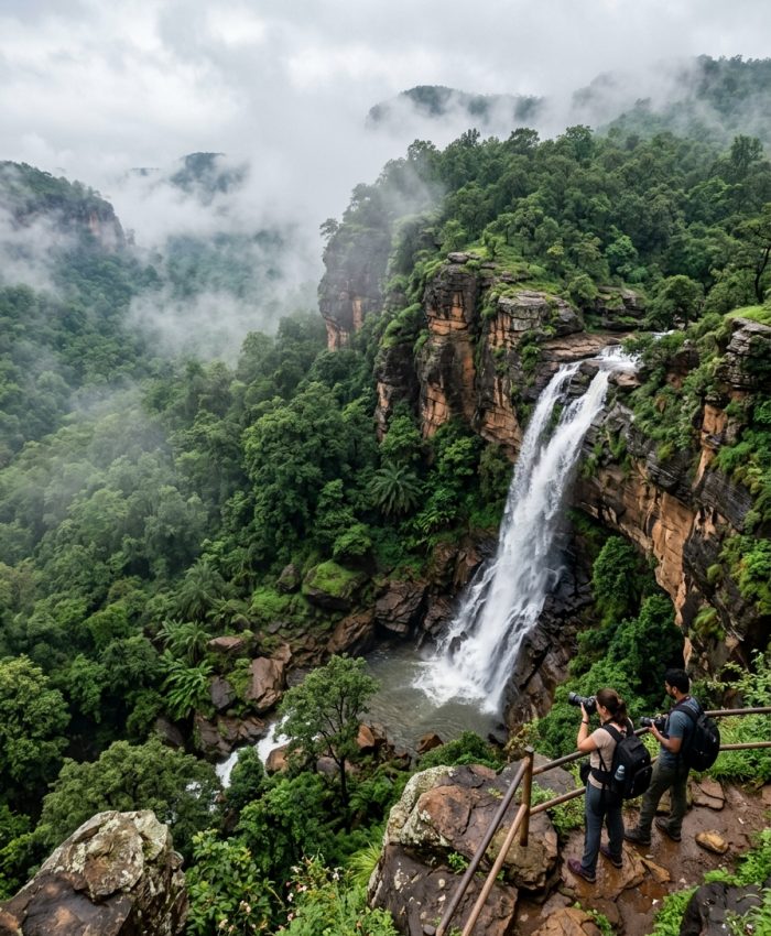 Bee Falls waterfall cascade in Pachmarhi Madhya Pradesh